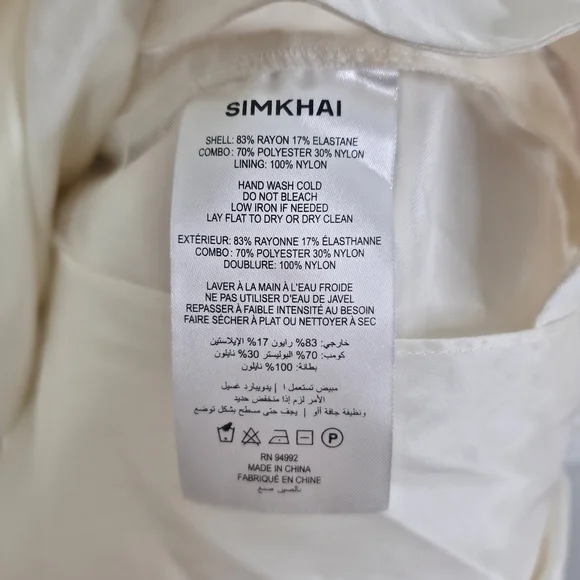 Simkhai Kenlie Midi Dress Black White Ribbed Knit Taffeta Bubble Hem Size S - Picture 9 of 12